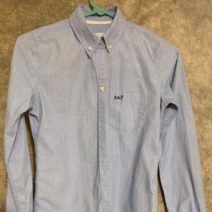 Blue long-sleeved button up shirt